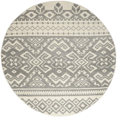Safavieh 8 x 8 ft. Round Casual Adirondack- Ivory and Silver Power Loomed Rug ADR107B-8R